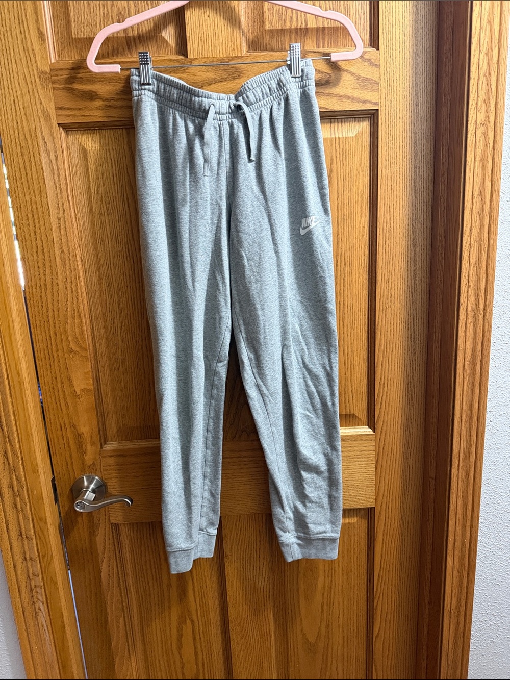 Nike Gray Athletic Joggers with White Swoosh